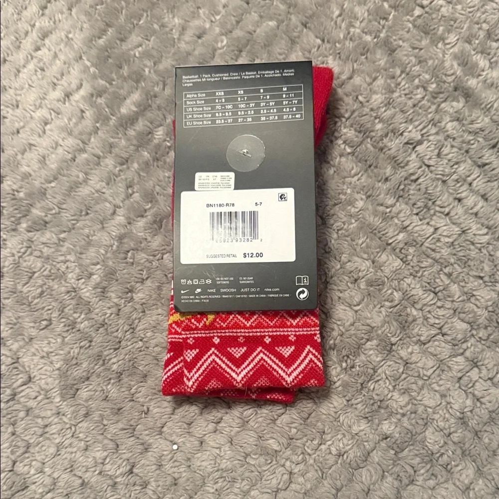 Nike Elite Christmas Basketball Crew Socks 10C-3Y (XS) Kids- 1 Pair